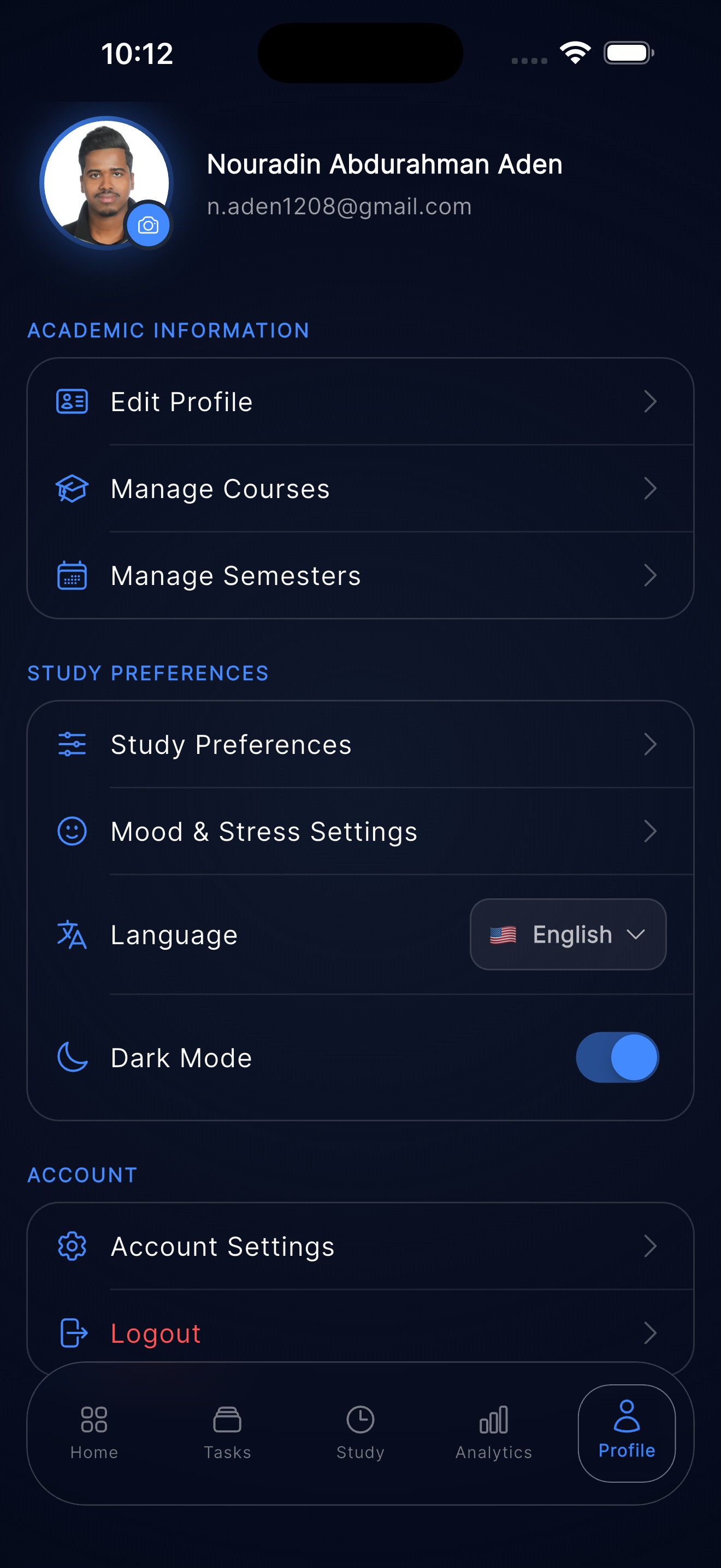 Profile Settings